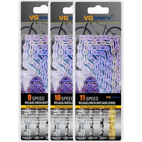 9 10 11 speed Bicycle chain rainbow half hollow bike chain mountain road bike full hollow chains ultralight 116L colorful