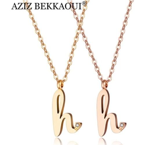 AZIZ BEKKAOUI Capital Initial Letter Pendant Necklace Stainless Steel Necklaces Women Jewerly & Pendants Stitchin