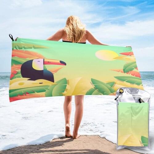 Wearable Bath Towel Colorful Tropical Tree And Birds Soft and Absorbent Unique Towel for Hotel Home Bathroom Gifts Women Bathrob