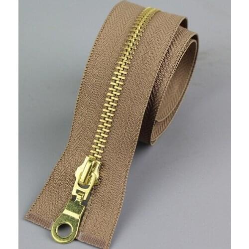 Free shipping 5pcs/lot 5# khaki color metal bag zipper clothes golden teeth zipper 70cm 80cm