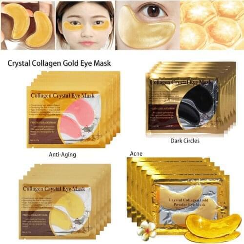 Free Shipping Crystal Collagen Gold Eye Mask Anti-Aging Dark Circles Acne Beauty Patches for Eye Skin Care Korean Cosmetics 10p