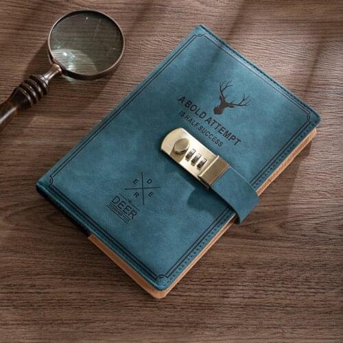 PU Leather A5 Planner Retro Notebooks And Journals Diary With Lock Agenda Password Note Books For School Notebooks Supplies