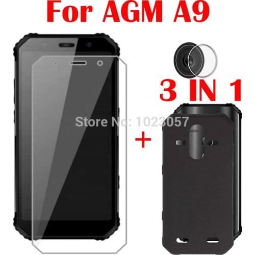 3-in-1 Case + Camera Tempered Glass On For AGM A9 ScreenProtector Glass For AGM A9 2.5D Glass