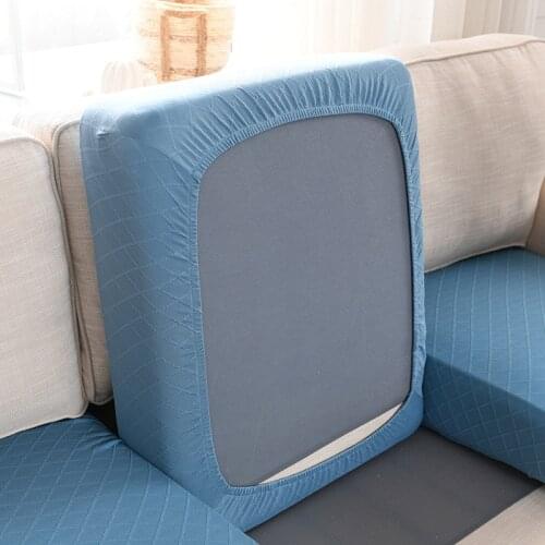 Sofa Seat Cushion Cover Jacquard Thick Stretch Slipcover Removable Solid Color Furniture Protector Couch Cover 1/2/3/4 Seat