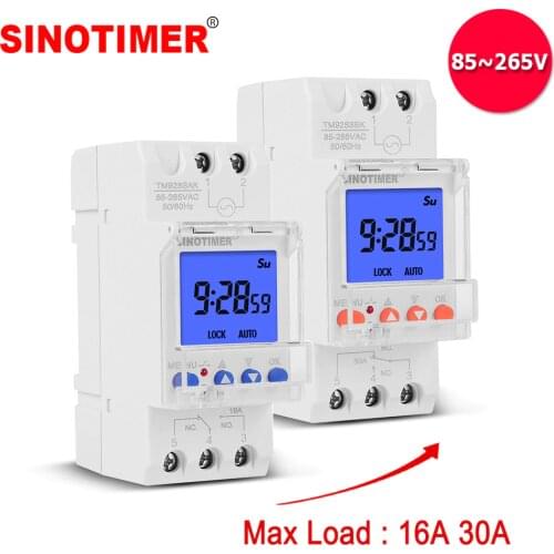 1 Second to 168 Hours Programmable Electronic Time Clock 16A 30A 110V 220V Big LCD Backlight Display Timer with Lock Function