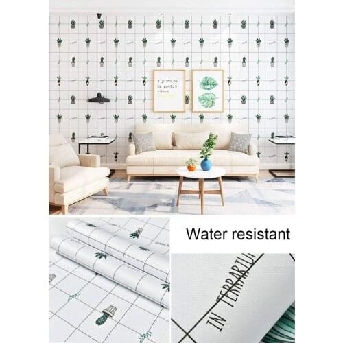GLOW4U Self-Adhesive Stripe Plaid Cactus Contact Paper Wallpaper for Walls Kitchen Cabinets Drawer Shelf Liner