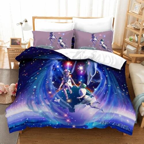 2021 Twelve Constellations Kids Bedding Set Luxury Comforter Quilt Queen Size Home Textile 3D Digital Gemini Duvet Cover Sets