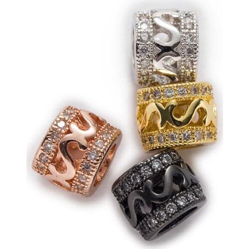 1 Piece Micro Inlays Zircon Hollow Shaped Copper Beads For Jewelry Making Women Children DIY Bracelet Necklace Findings 8x6mm