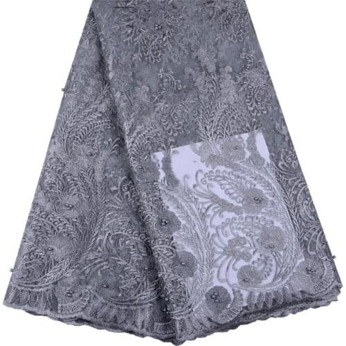 Latest French Tulle Beads and Stones Nigerian Laces Fabrics High Quality African Laces Fabric For Wedding For Dress F1530