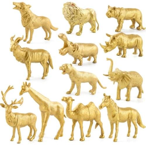 NEW 10/12PCS PVC Wild Animals Figures Simulation Model Figurine Statue Golden Educational Forest Toys For Childs Birthday Gift