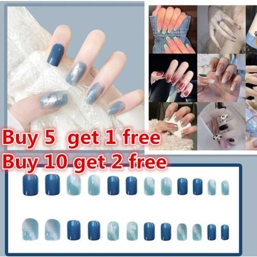New Fake Nails Stand Art Nail Tips Press on False with Designs Set Full Cover Artificial Short Packaging Display for Women Girls