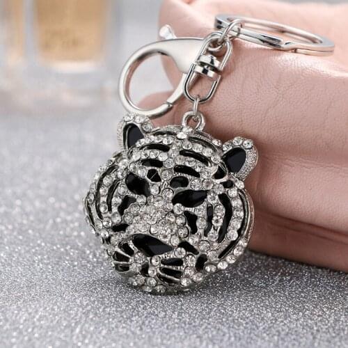 2021 spring fashion new rhinestone handsome tiger head acrylic bag wallet keychain