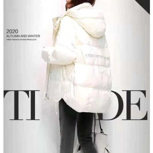 New winter down jacket women Korean white duck down mid-length fashion warm small embroidered loose jacket