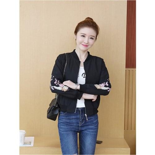 Autumn Spring Women Short Coat Long Sleeve Slim Outwear Jacket Baseball Suit Plus size Tops Lady Embroidery Casaco Jaqueta