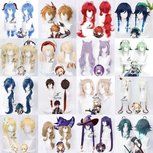 Game Genshin Impact Ganyu Keqing Venti Klee Sucrose NingGuang Cosplay Wig Halloween Party Costume Accessories For Unisex