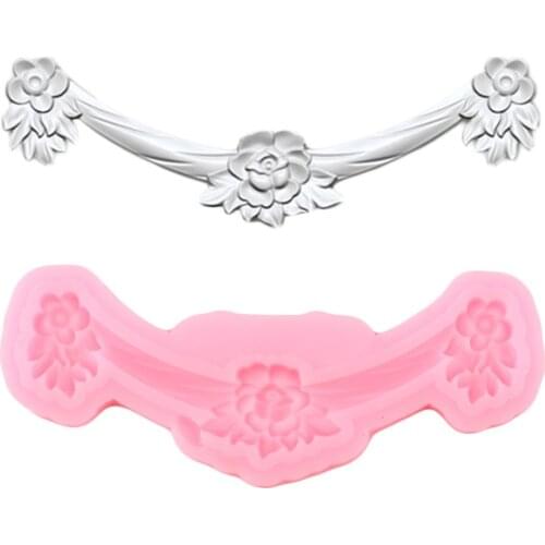 Relief Cake Border Silicone Molds Scroll Leaves Cupcake Topper Fondant Mould Cake Decorating Tools Candy Clay Chocolate Moulds