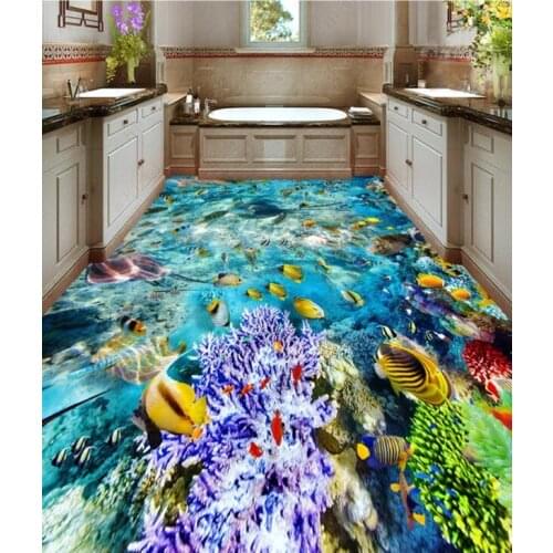 Self-adhesive Floor Wallpaper 3D HD Fantasy Underwater World Toilet Bathroom Bedroom 3D Floor Non-slip Waterproof WallPapers