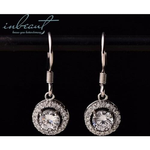Inbeaut 925 Silver Round Excellent Cut Moissanite Drop Earrings 0.5 ct Pass Diamond Test D Color Moissanite Dangle Earrings 2020