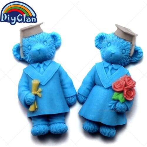 DIY silicone cake molds kitchen baking cake tools lovers Dr.bear Graduation photos chocolate molds handmade soap mold F0089XM30