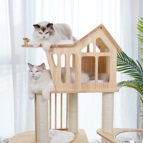 Sisal Cat Scraper Cat Tree Cat Litter Cat Scratcher Multi-layer Solid Wood Cat Climbing Frame Fun Space Capsule Cat Scratching P
