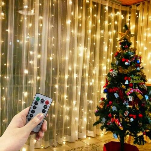 3M Remote Control USB LED Fairy String Lights Curtain Garlands Christmas Decorations for Home Room Wedding New Year 2021 Decor
