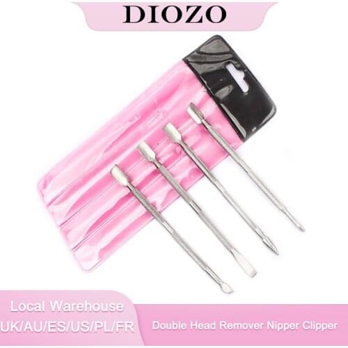 DIOZO Double Head Remover Nipper Clipper Nail Polish Stainless Steel Cuticle Pushers Nail Art Cleaner Tool Dead Skin Removal