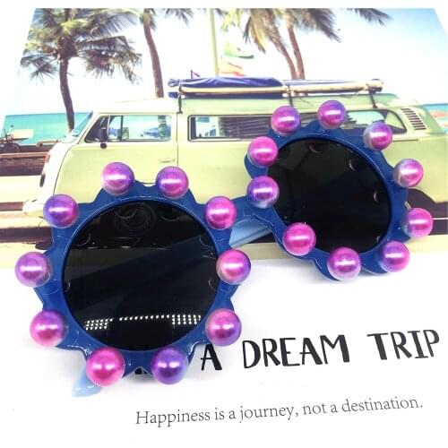 ZAOLIHU Gorgeous Rainbow Round Pearl Kids Sunglasses 4-12 Baby Cute Handmade Diamond Eyeglasses Luxury Gafas De Sol Galsses