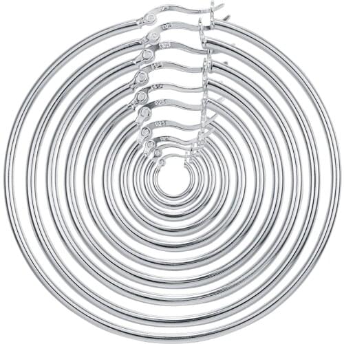 ZEMIOR 100% 925 Sterling Silver Minimalist Circle Hoop Earrings For Women Geometric Various Sizes Earring Fine Jewelry Ear Hoops