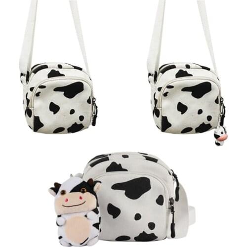 Women Girls Cartoon Cow Print Shoulder Crossbody Bag Tote Satchel Phone Purse