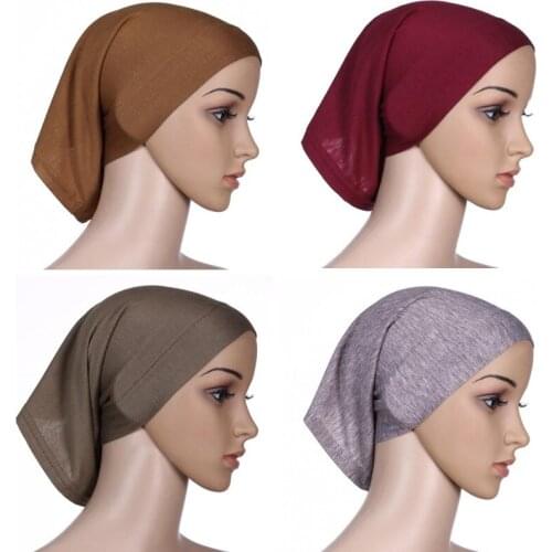 Fashion Women Muslim Headscarf Full Cover Islamic Head Wear Underscarf Shawls Hijabs Solid Colors Women Headbands Headwear