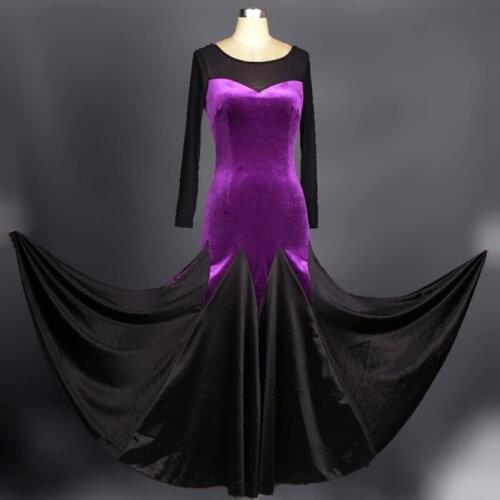 Women Ballroom Dance Dress Dress For Ballroom Ballroom Dance Competition Dresses Women Swing Dress Black&purple color 2017