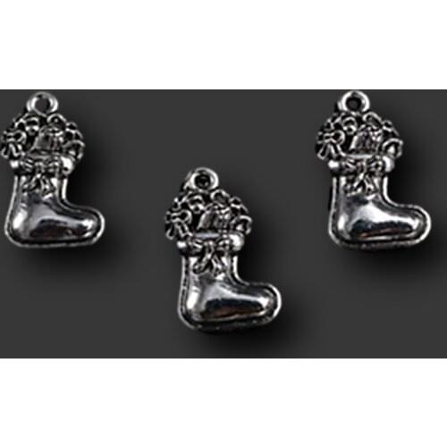 WKOUD 10pcs Silver Plated Christmas Boots Charm Alloy Pendants Bracelet Necklace DIY Metal Jewelry makings A1357