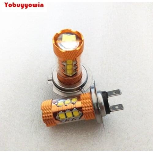 2 X Car Can-bus 6000K H7 80W High Power LED 12V-24V Super White Projector Lens Fog Driving DRL For BMW Audi Benz Huyadi All Cars