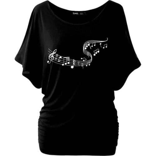 2019 New Music Notes Band T Shirt Women Shirts Summer Tops Musical Graphic Tees Batwing Sleeve T-shirt Plus Size