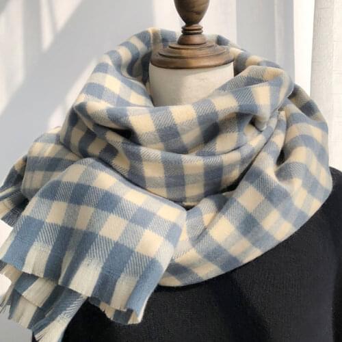 2021 New Winter Hijab Scarf Women Warm Knitted Scarves Long Plaid Shawls Fashion Brand Ladies Soft Wrap Female Foulard