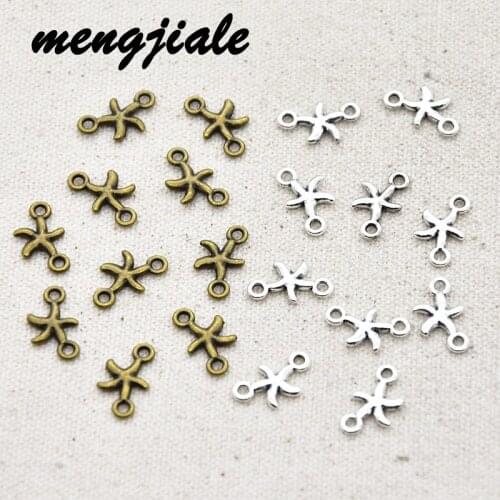50pcs Wholesale Two Color Starfish Connector Charms Alloy Metal Pendants For DIY Handmade Jewelry Accessories Making 16*9mm