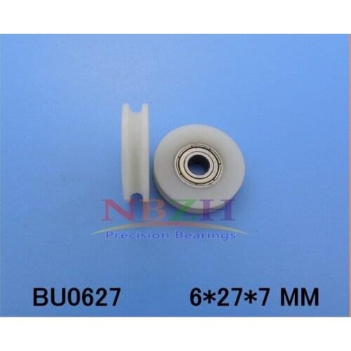 6*26*7mm With V/u-shaped slot plastic coated nylon pulley bearing high quality 0627 uudoor roller embedded bearing