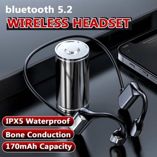 Bluetooth 5.2 Bone Conduction Headphones Waterproof Wireless Sports Earphone Headset Stereo Hands-free with Microphone Earbuds
