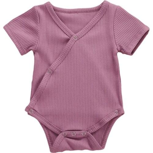 0-24M Newborn Kid Baby Boy Girl Clothes Short Sleeve Bodysuit Solid Colour Cute Sweet Body Top Sunsuit Summer New born outfit
