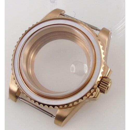 40mm Sapphire Crystal Rose Golden Plated Watch Case Fit For NH35 NH36 Miyota 8215 ETA 2836 DG 2813 Movement