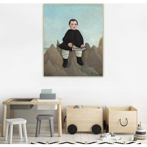 Citon Henri Rousseau《Boy on the Rocks》Canvas Art Oil Painting Artwork Poster Picture Wall Background Decor Home Decoration