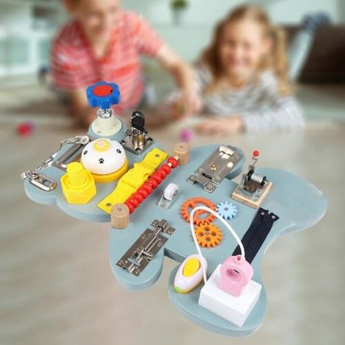 Montessori Wooden Busy Board Basic Life Skills Educational Learning Toy