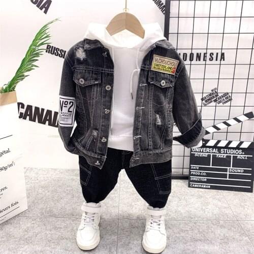 Kids Boy Clothes Baby Suit Boys Denim Jacket + Hoodie + Jeans 3pcs Leisure Suit Children Kids Outwear For Boy Clothes Set 2-6Y