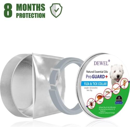 DEWEL Pet Dog Collar Cat Collar Anti Flea Pets Accessories for Cat Waterproof Pet Cat Collar 8 Months Protection 63CM Mosquitoes