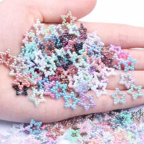 Imitation Pearl Art Resin Rhinestones Star Rainbow 11mm 110pcs Flatback DIY Crafts Jewelry Making Wedding Decoration