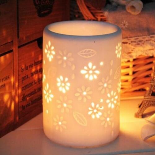 Handmade Exquisite Ceramic Hollow Aromatherapy Burner Essential Oil Burner Floral Pattern Indoor Aroma Burner Home Decor
