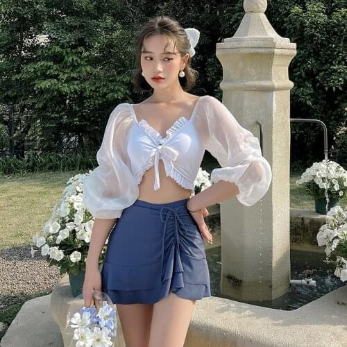 Two Piece Set Women Swimsuit 2021 Bikini Push Up Swimwear Large Size New Skirt Bathing Suit Print Polyester Sierra Surfer Fused