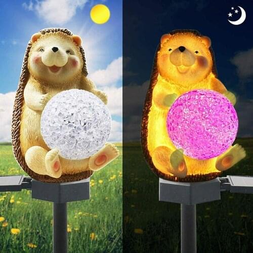 Creative Hedgehog Garden Solar Night Lamp Outdoor LED Lawn Powered For Lawn Patio Garden Yard Lights Solar Cute Pathway Dec U1O7