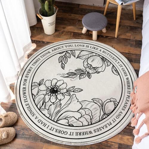 Round Carpet Large Area Rugs for Living Room Bedside Rug Water Absorbent Floor Mat Non-slip Door Mats Tapis Nordic Flower Print