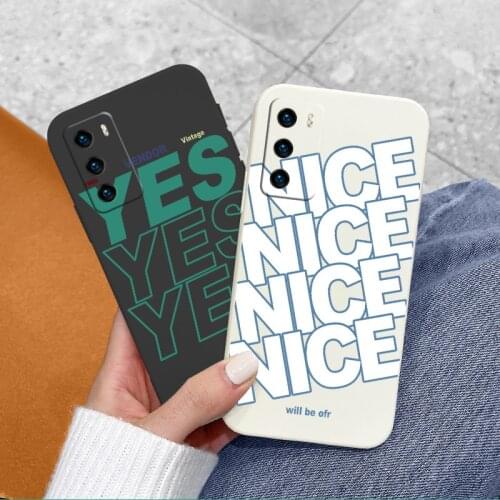Letter Square Liquid Silicone Case For Huawei P40 P30 P20 Pro Lite Mate 40 30 20 Pro Lite P Smart 2021 Y7A Soft Phone Cover Case